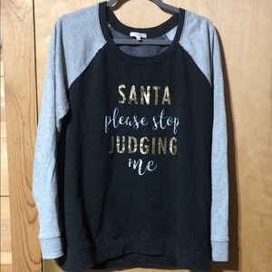Maurice’s xl black  and Gray Long Sleeve Graphic Sweatshirt Santa Christmas